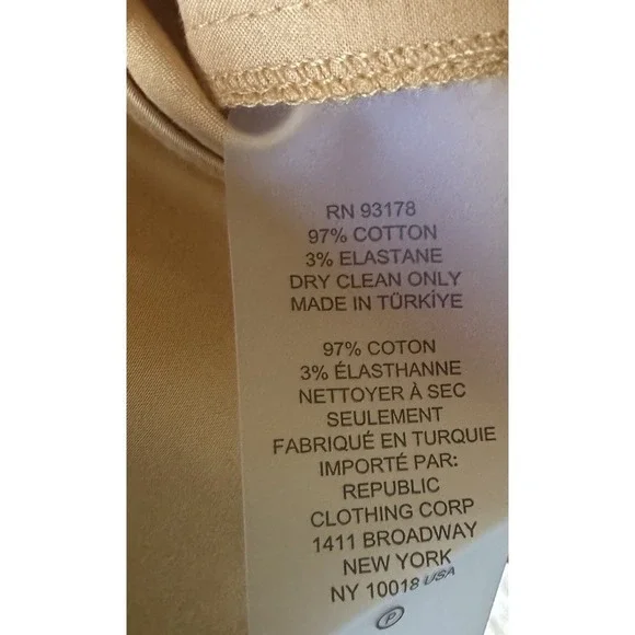 Elie Tahari Blue Label Tunic Blouse M Gold Cotton Blend 3/4 Sleeve V-Neck Top - Picture 6 of 7